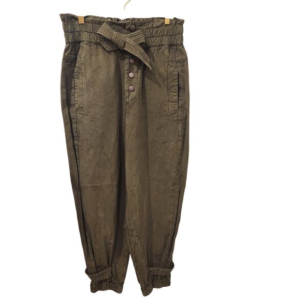 Sea New York Layla green cotton canvas high-waisted pants size 8 - Picture 2 of 9